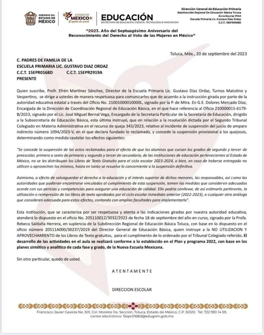 Edomex: Amparo y suspensión agudizan conflicto de Libros de Texto Gratuito