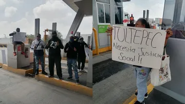 Habitantes de Tultepec levantan protesta en caseta del CEM tras pactar reunión con las autoridades