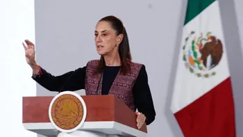 La presidenta Claudia Sheinbaum durante su conferencia matutina en Palacio Nacional, en la Ciudad de México, el 7 de septiembre de 2026.