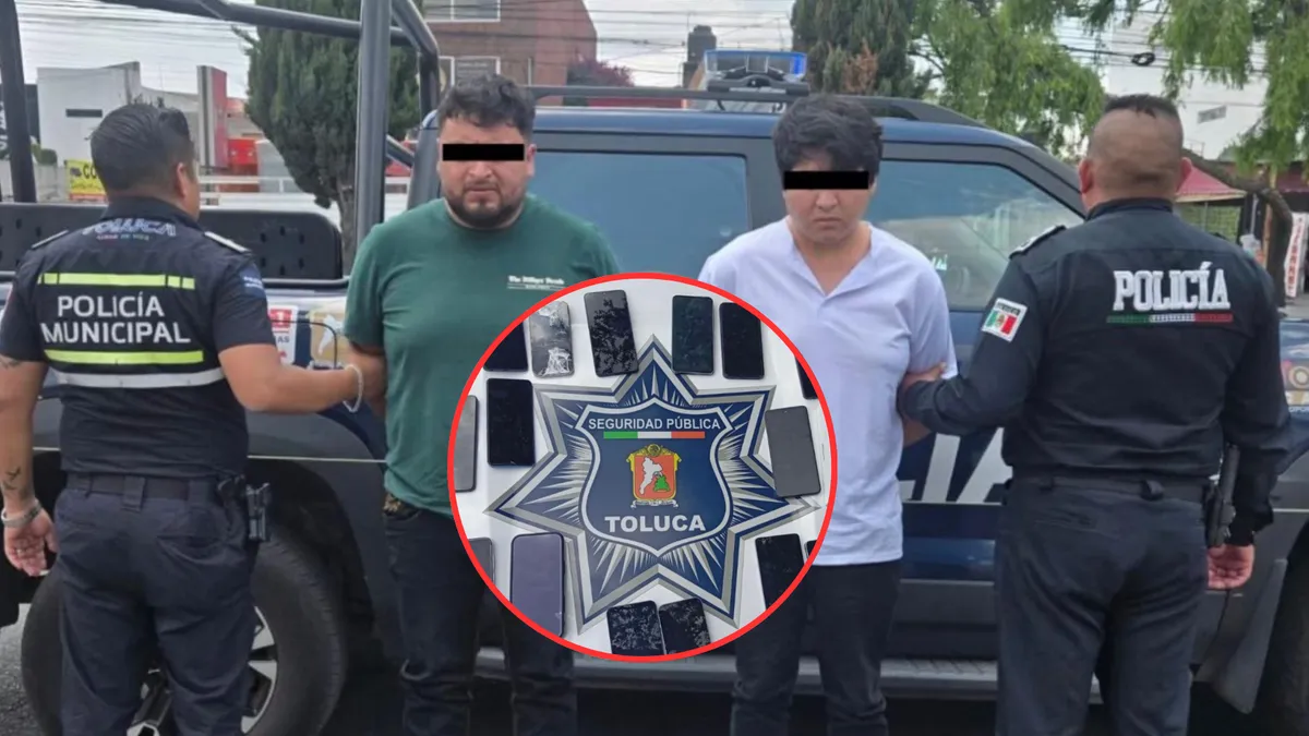 Detienen a dos por robo de celulares en Toluca, recuperan 15 equipos