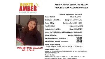 Alerta Amber: Se busca a Jade Betzabe Calvillo De La Cruz; desapareció en Tepotzotlán