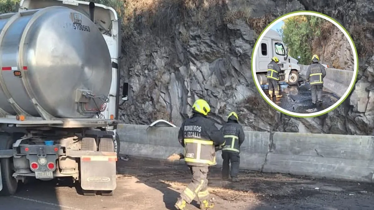 PC y Bomberos de Cuautitlán Izcalli realizan labores de limpieza tras accidente en la México-Querétaro