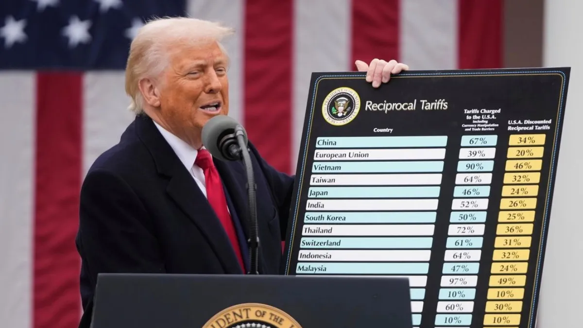El presidente de Estados Unidos, Donald Trump, durante un evento para anunciar nuevos aranceles en el Jardín de Rosas de la Casa Blanca