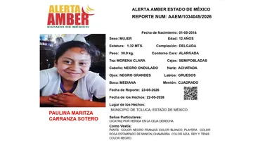 Alerta Amber: Se busca a Paulina Maritza Carranza Sotero, desaparecida en Toluca