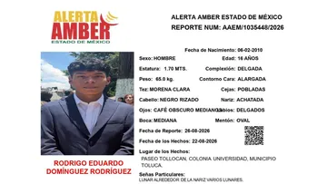 Alerta Amber: Se busca a Rodrigo Eduardo Domínguez Rodríguez; desapareció en Toluca