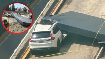 Una revolvedora ¿Culpable del accidente entre muro y auto en Paseo Interlomas?