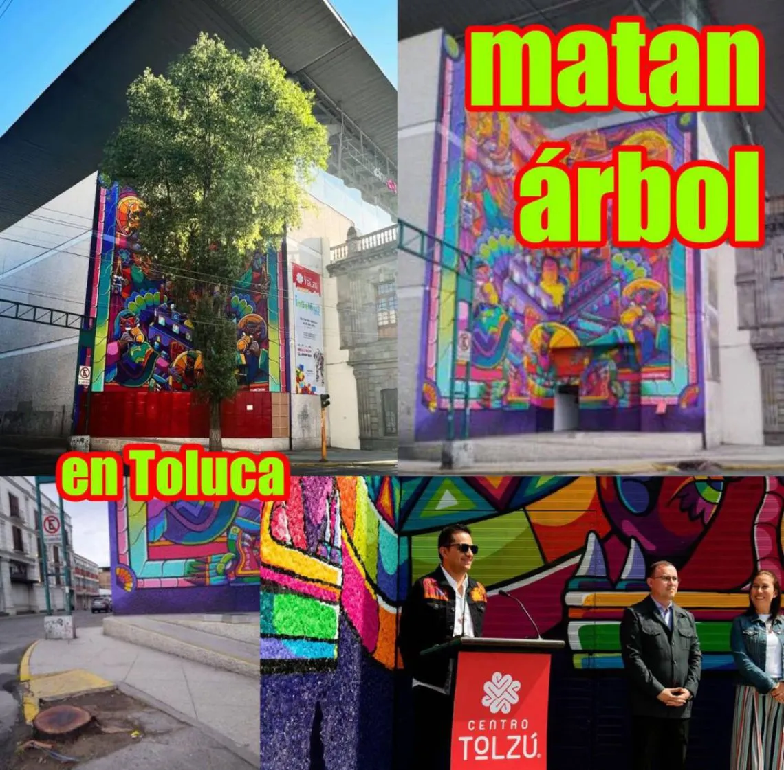 Vandalizan mural de Centro Tolzú en Toluca
