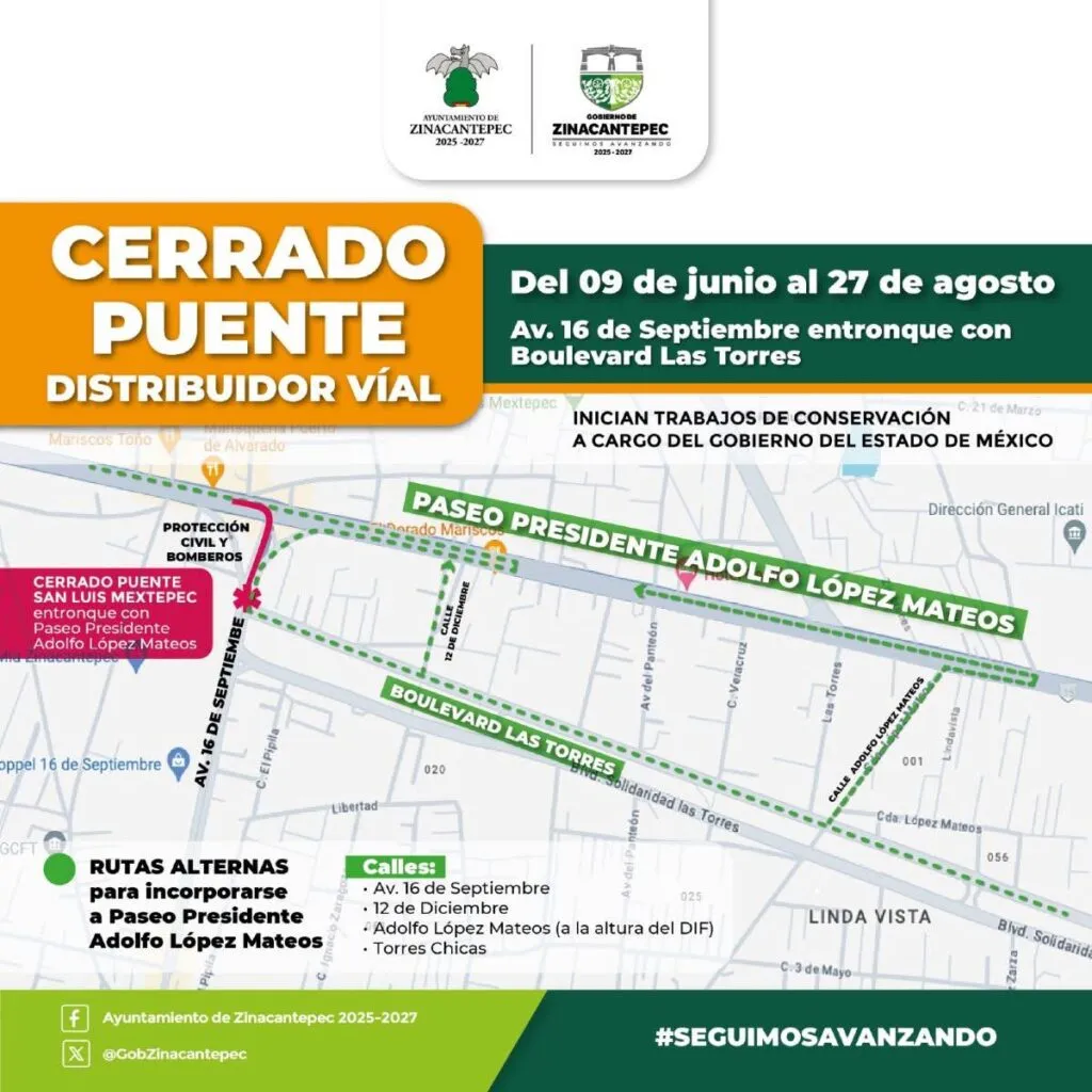 Cierre total en Av. Las Torres del 9 de junio al 27 de agosto