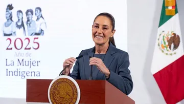 La presidenta Claudia Sheinbaum durante su conferencia matutina desde Palacio Nacional.