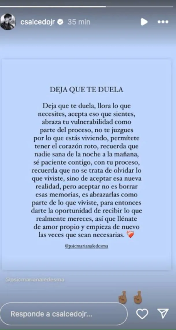 Carlos Salcedo publica mensaje tras asesinato de su hermana Paola y señalamientos de su madre