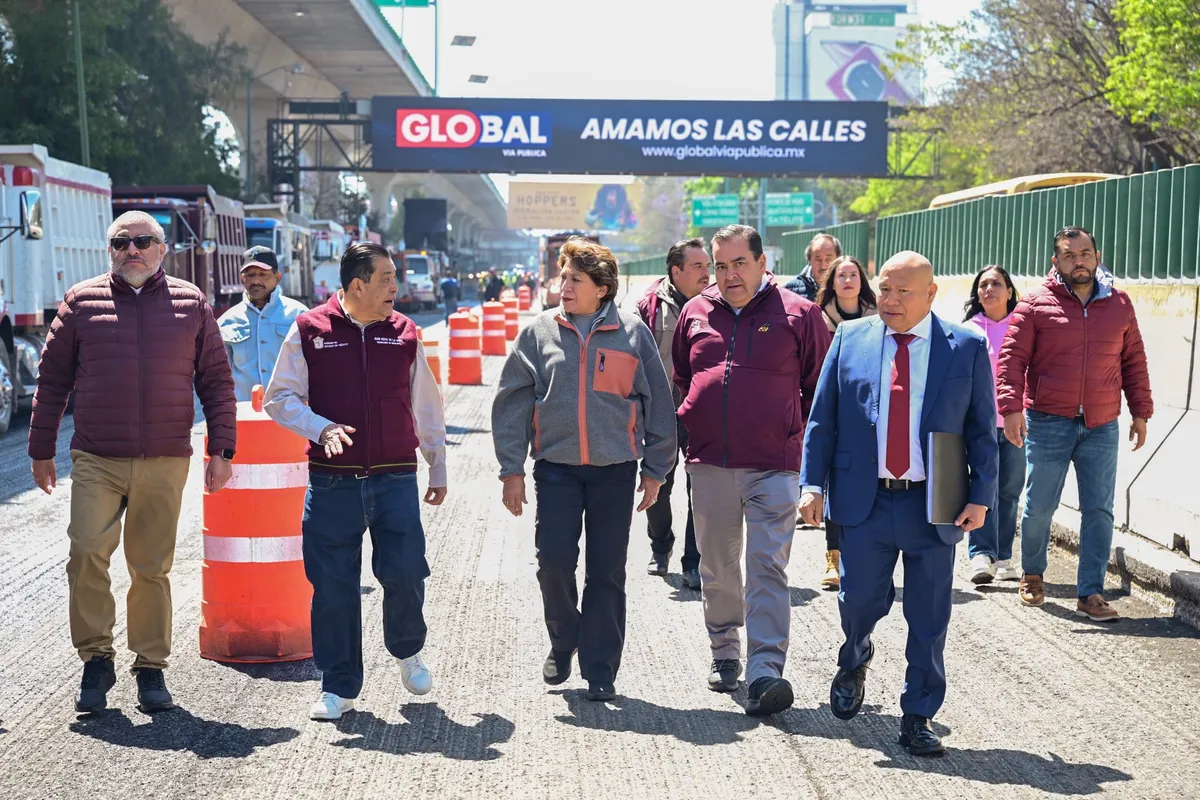 Delfina Gómez supervisa avance en la reconstrucción del Periférico Norte