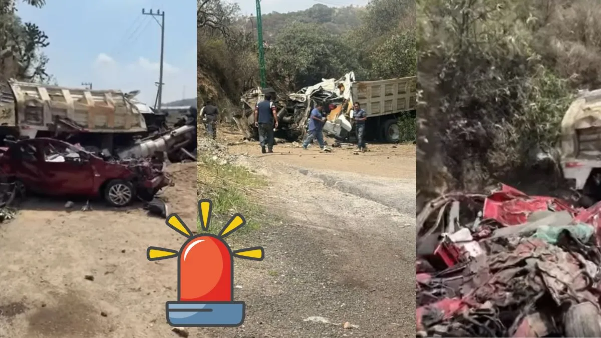 Camión se queda sin frenos y embiste automóvil en Naucalpan; hay dos fallecidos