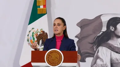 La Presidenta de México, Claudia Sheinbaum Pardo, durante su conferencia matutina en Palacio Nacional, en la Ciudad de México, el 7 de enero de 2026.