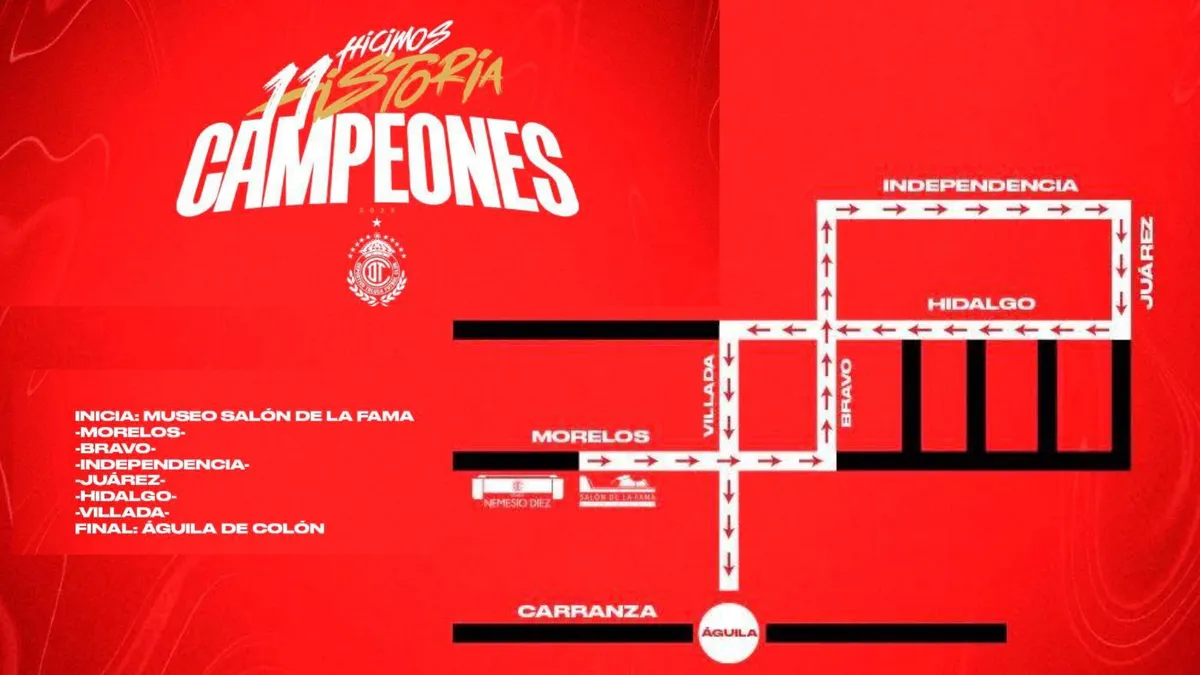 Habrá recorrido del Toluca FC para celebrar su campeonato