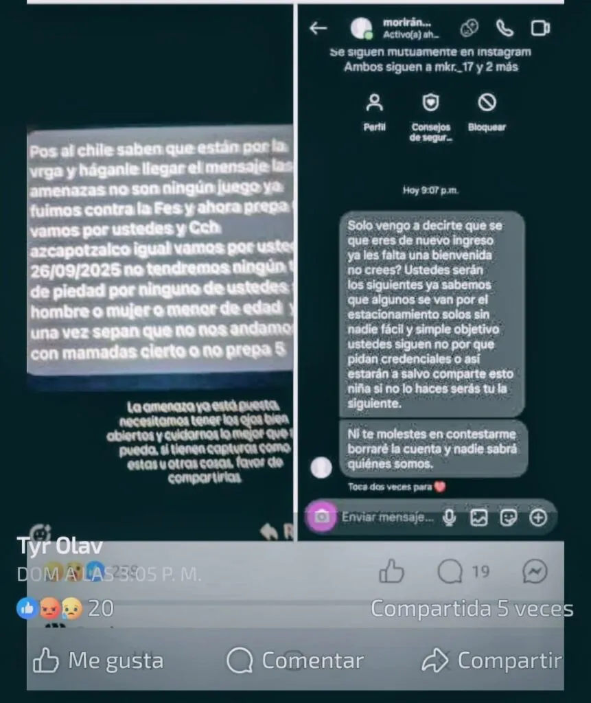 Alerta estudiantil: amenazas en redes sociales generan temor en CCH Naucalpan y FES Acatlán