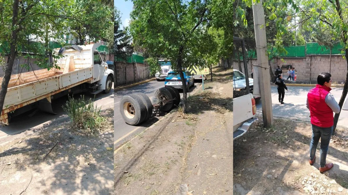 Camión de carga se accidenta en la Avenida Espíritu Santo en Valle Escondido, Atizapán