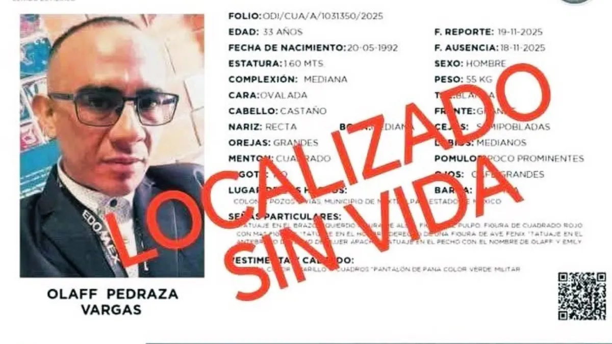 Localizan sin vida cuerpo del maestro Olaff Pedraza desaparecido en Edomex