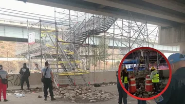 Tras vandalismo reparan puente peatonal de la México- Puebla