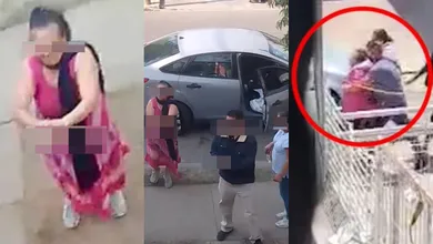 En el video se ve el momento exacto en el que Doña Carlota es detenida junto con otras personas tras asesinar a hombres por invadir su casa en Chalco.
