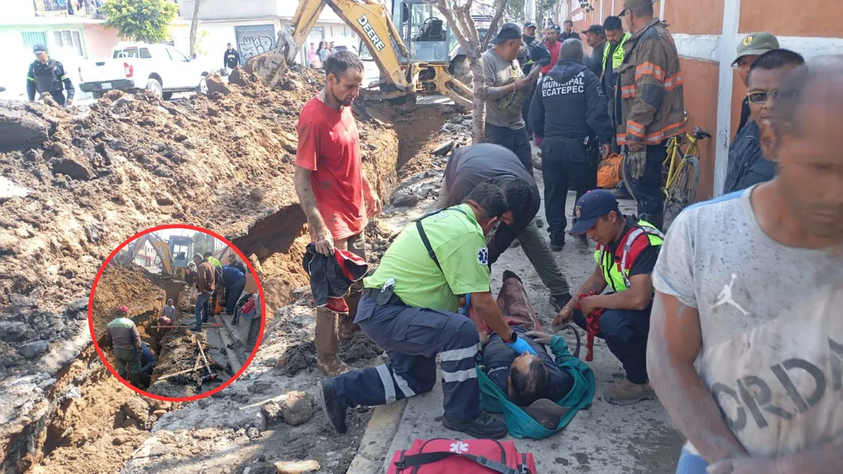 ¡Tragedia en Ecatepec! Rescatan a cinco trabajadores de deslave de obra