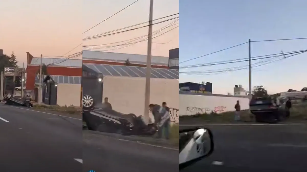 ¡Cuidado! Auto vuelca y complica el tránsito rumbo a Toluca [VIDEO]