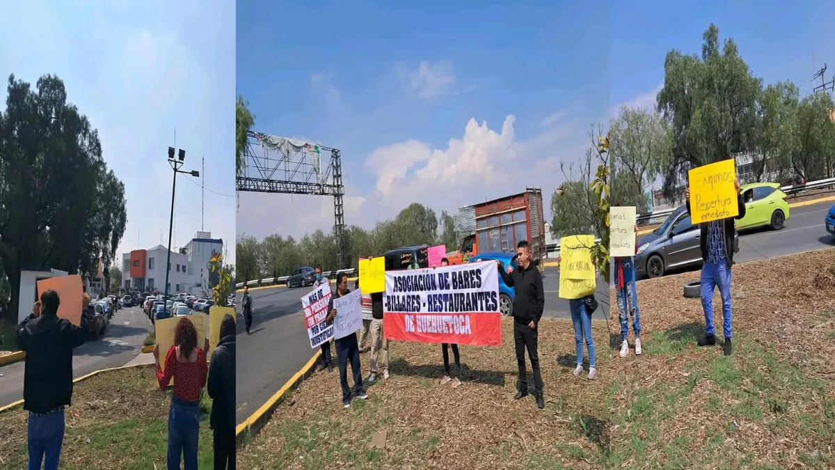 Barberos y dueños de bares de Huehuetoca e Izcalli protestan contra el cierre de sus negocios