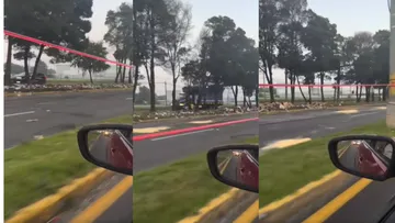 Continúan labores de limpieza tras volcadura de tráiler en Boulevard Aeropuerto [VIDEO]