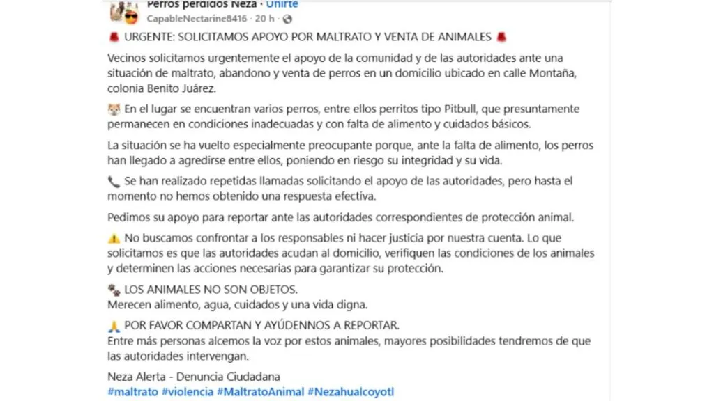 Vecinos de Neza denuncian maltrato y venta de animales al interior de un domicilio