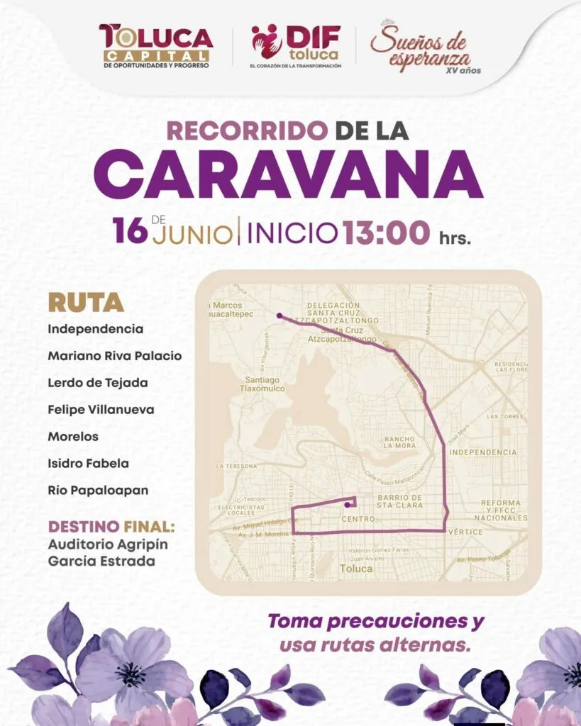 Toluca prevé afectaciones viales por caravana de XV años este martes