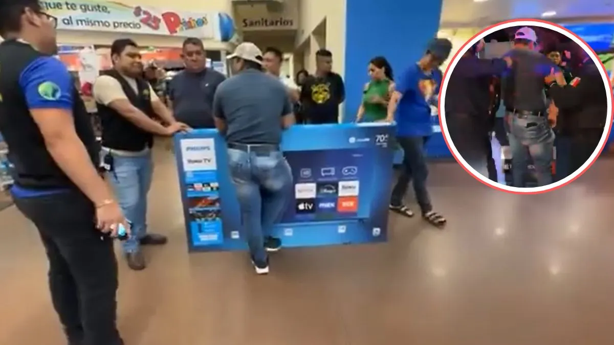 Conflicto por tele en supermercado de Campeche termina en un detenido