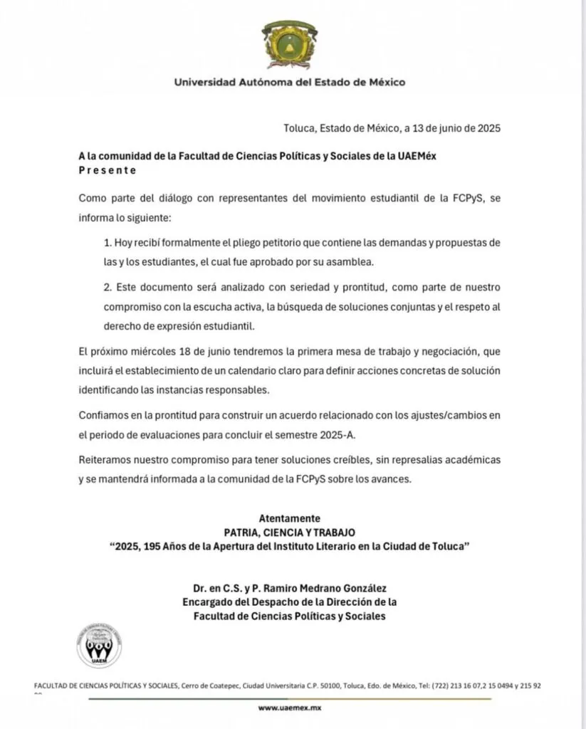 #Potrogate |  Autoridades y estudiantes de la Facultad de Ciencias Políticas y Sociales acuerdan mesa de negociación