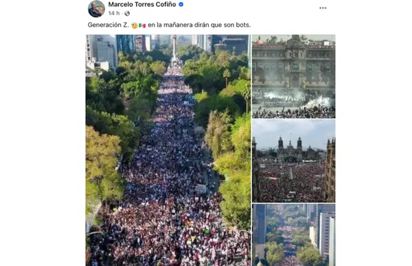 Marcelo Torres Cofiño, diputado federal del PAN, difunde en sus redes sociales imágenes de movilizaciones encabezadas por AMLO para hacerlas pasar por la marcha Z.