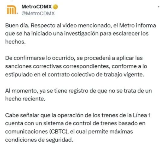 Se hace viral VIDEO de conductor del Metro, manejando ebrio y dormido