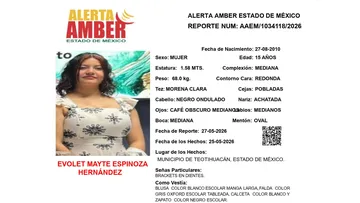 Alerta Amber: Se busca a Evolet Mayte Espinoza Hernández, desaparecida en Teotihuacán