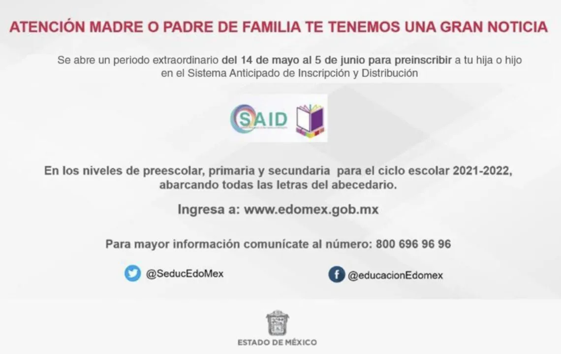 Preinscripciones en Estado de México: abren periodo extraordinario para preescolar, primaria y secundaria