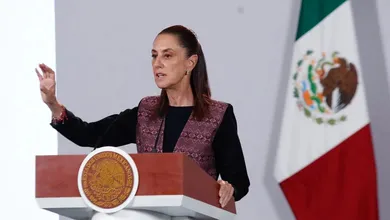 La presidenta Claudia Sheinbaum durante su conferencia matutina en Palacio Nacional, en la Ciudad de México, el 7 de septiembre de 2026.