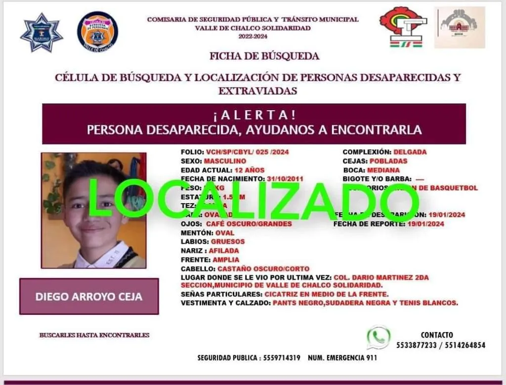 Localizan a adolescente desaparecido en Valle de Chalco