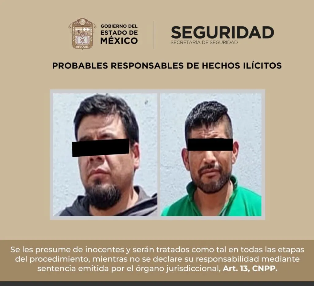 Detienen a dos presuntos extorsionadores en el Edomex