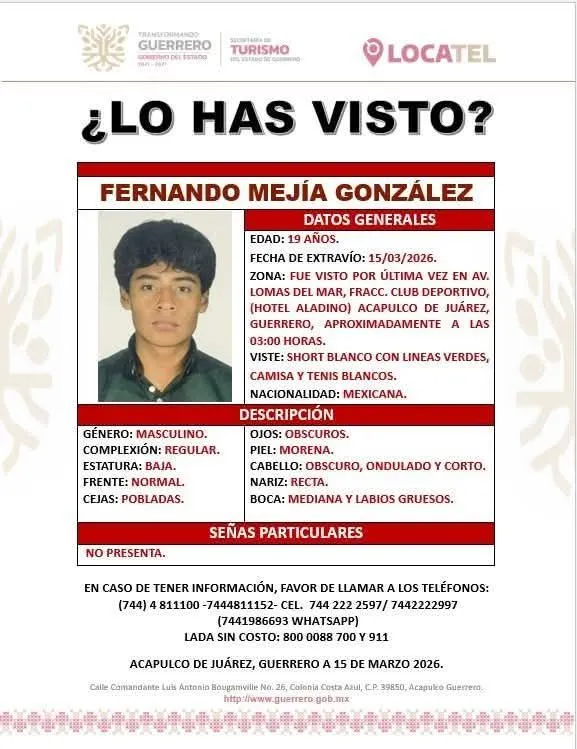 Localizan sin vida a joven desaparecido tras viajar de Toluca a Acapulco