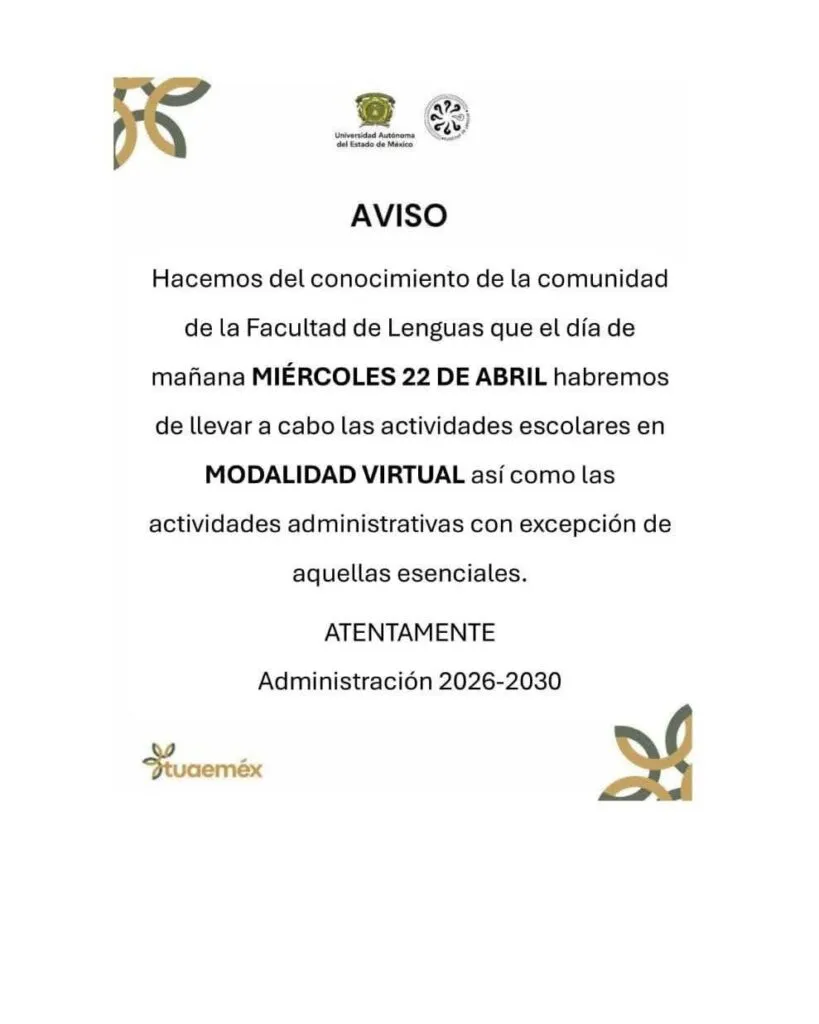 UAEMéx suspende clases en Facultad de Lenguas tras hallazgo de mensajes de alerta