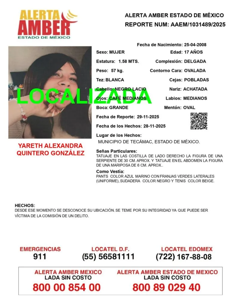 Localizan a adolescente en Temascalapa, hay tres detenidos