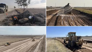 Conjunto de imágenes que publicó la presidenta Sheinbaum en sus redes sociales sobre la obra del Tren México-Pachuca.
