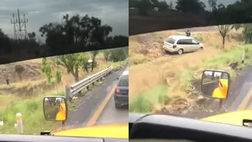 [VIDEO] Camioneta se sale de la autopista Atlacomulco-Toluca