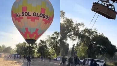 Globo aerostático choca en Teotihuacán