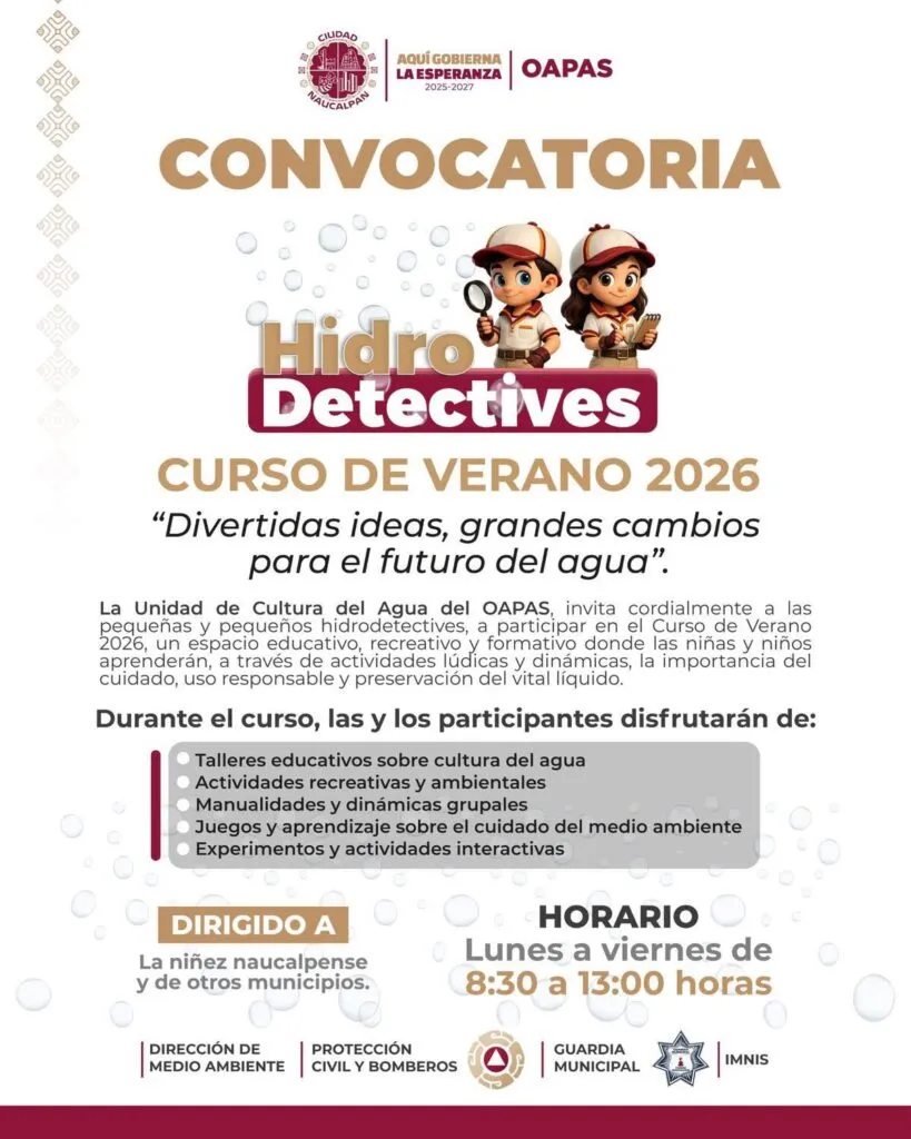 Oapas Naucalpan invita a niñas y niños a convertirse en “hidrodetectives” este verano