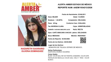 Alerta Amber: Se busca a Nazareth Sagrario Olvera Domínguez, desaparecida en el municipio de Toluca