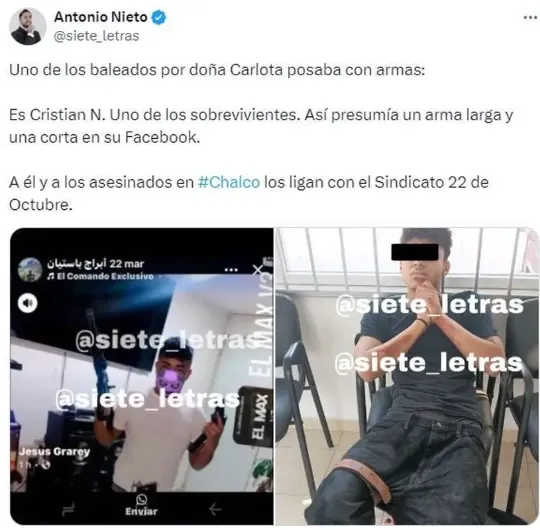 FOTO: Joven que fue asesinado por Doña Carlota se mostraba en redes armado