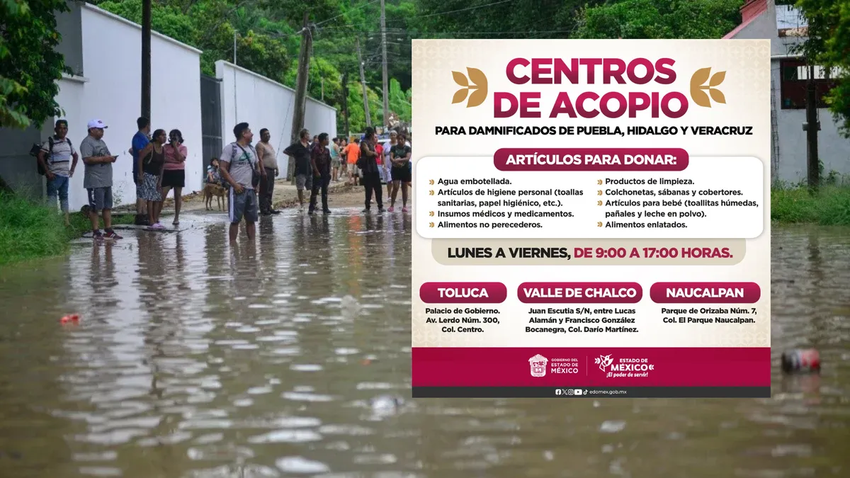 Centros de acopio en el Edomex para apoyar a familias afectadas por inundaciones