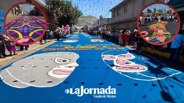 Tapetes multicolores llenan de tradición las calles de Santa Clara, Ecatepec
