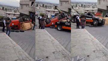 Chimalhuacán: Camioneta de tránsito se estrella contra vehículo volcado